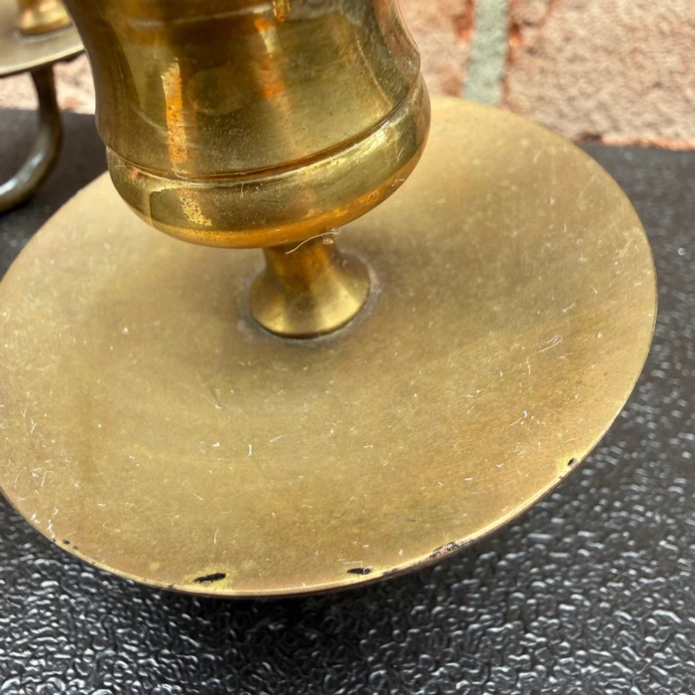 Unbranded Brass Wall Sconce Candle Holder Gold Vintage Double Arm MCM Regency